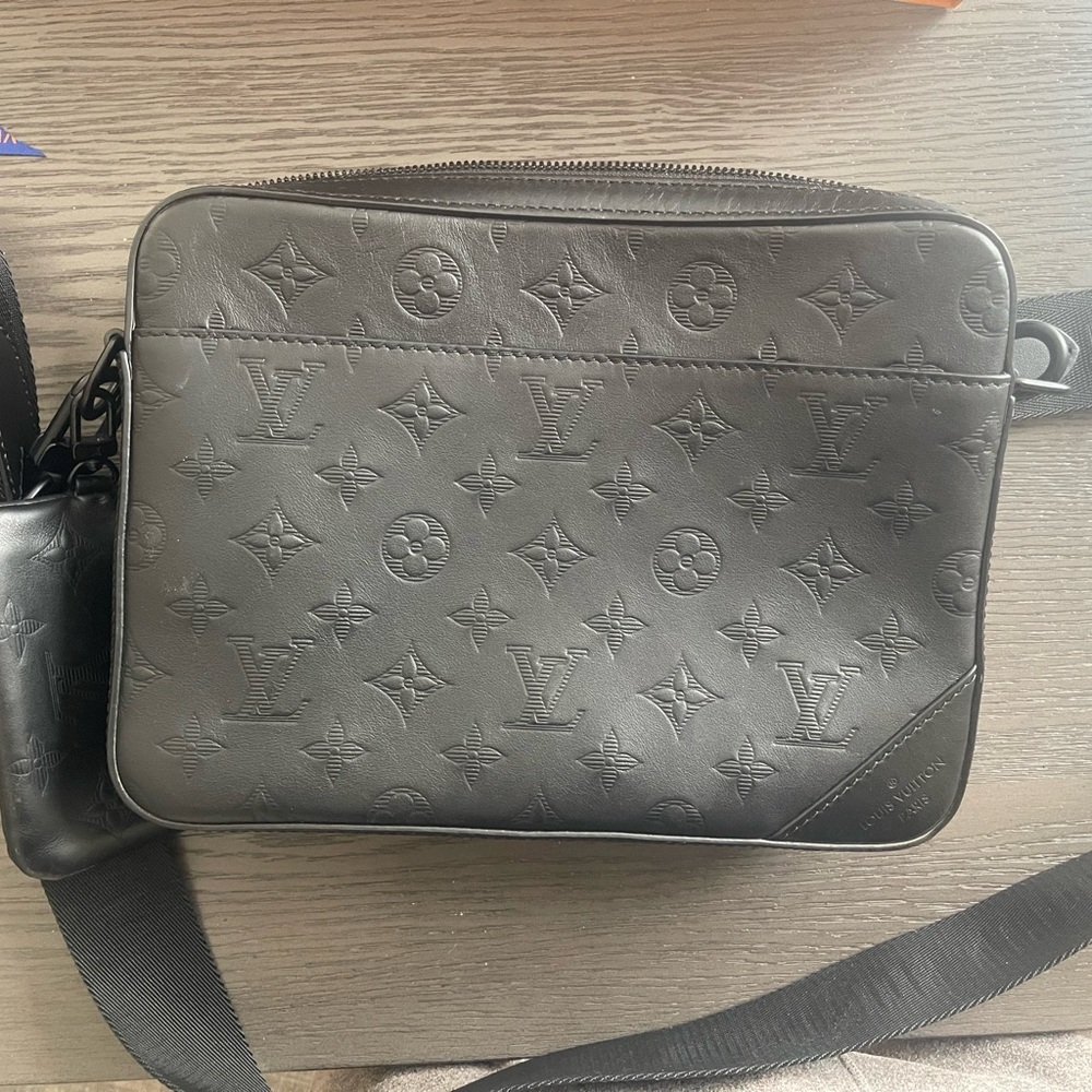 Louis Vuitton Black Messenger Bag with Iconic Monogram